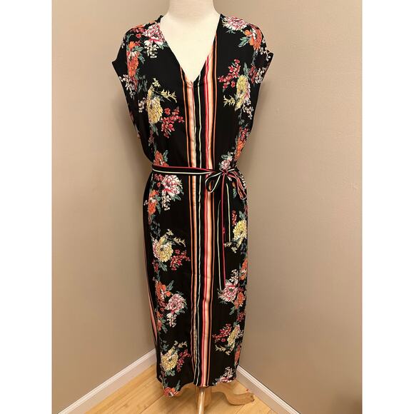 NWT Anthropologie x dRa Los Angeles Sanne Midi Dress Black Floral Belted Sz Med - Picture 2 of 8